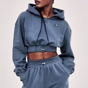 For Love & Lemons Navy Blue Crop Josie Sweatshirt
